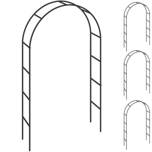 Gardebruk, Rosenbogen 4er-Set Schwarz 240x37x140cm, Rosenbogen 4er-Set Schwarz 240x37x140cm