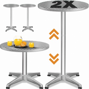 Casaria, Stehtisch 2er-Set Silber Alu Ø60cm höhenverstellbar, Stehtisch 2er-Set Silber Alu Ø60cm höhenverstellbar