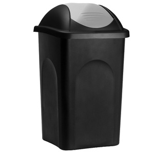 Deuba®, Deuba Mülleimer Schwarz/Silber Kunststoff 60L, Mülleimer Schwarz/Silber Kunststoff 60L