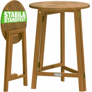 Casaria, Casaria Stehtisch Akazienholz Ø78cm klappbar, Stehtisch Akazienholz Ø80cm klappbar