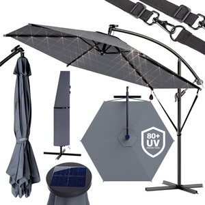 Kingsleeve, Kingsleeve LED Solar Ampelschirm Haiti Anthrazit Ø300cm, LED Solar Ampelschirm Haiti Anthrazit Ø300cm UV-Schutz 80+