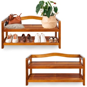 Casaria, Schuhregal 2er-Set Akazienholz 2 Etagen