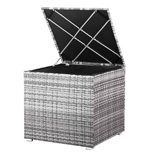 Casaria, Polyrattan Auflagenbox Grau 75x75x70cm, Polyrattan Auflagenbox Grau 75x75x70cm