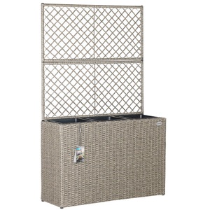 Casaria, Casaria Polyrattan Blumenkasten mit Rankgitter Creme, 