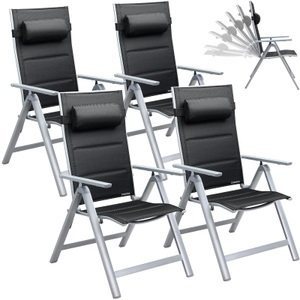 Casaria, Gartenstuhl Bern Premium 4er-Set Silber gepolstert, Gartenstuhl Bern Premium 4er-Set Silber gepolstert
