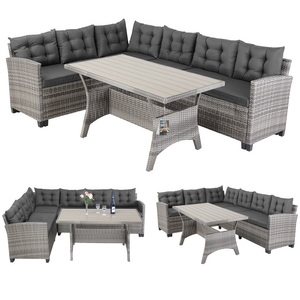 Casaria, Polyrattan Lounge-Set Lissabon Grau/Anthrazit, 