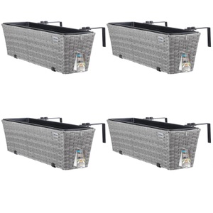 Casaria, Polyrattan Blumenkasten 4er-Set Grau, 