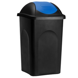 Deuba®, Deuba Mülleimer Schwarz/Blau Kunststoff 60L, Mülleimer Schwarz/Blau Kunststoff 60L