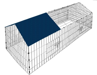 CADOCA, CADOCA Kaninchenstall 180 x 75 cm, Kaninchen-Freilaufgehege Blau 180x75x75cm Sonnenschutz
