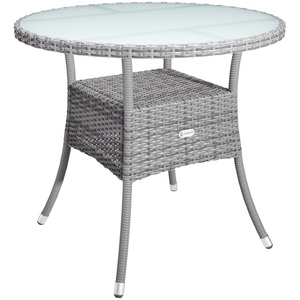 Casaria, Polyrattan Tisch Grau Ø80cm