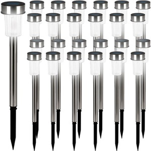 Deuba®, Deuba LED Solarleuchte 24er-Set Edelstahl 37cm, LED Solarleuchte 24er-Set Edelstahl 37cm