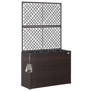 Casaria, Polyrattan Blumenkasten mit Rankgitter Braun, 