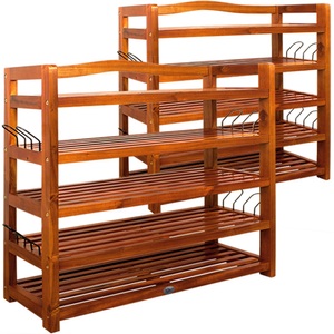 Casaria, Schuhregal 2er-Set Akazienholz 82x95x26cm