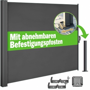 Casaria, Seitenmarkise Nosara Anthrazit 160x300m ausziehbar, Seitenmarkise Nosara Anthrazit 160x300cm ausziehbar