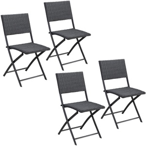 undefined, Polyrattan Klappstuhl Rom 4er-Set Schwarz, Polyrattan Klappstuhl Rom 4er-Set Schwarz