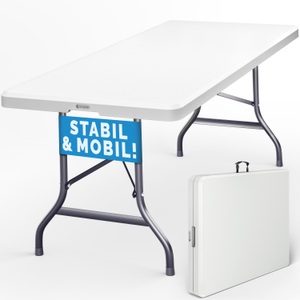 Casaria Buffettisch Weiß Kunststoff 183x76cm klappbar