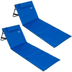 Deuba®, Deuba 2x Strandmatte gepolstert, mit Lehne & Kopfkissen blau, Strandmatte 2er-Set Blau 158x56x46cm gepolstert