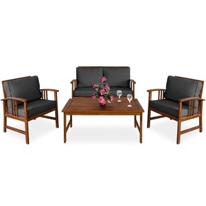 Casaria, Casaria Lounge Sitzgruppe Atlas aus Akazienholz - Auflagen anthrazit, Garten-Sitzgruppe Atlas 4-tlg Anthrazit Akazienholz FSC®-zertifiziert