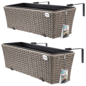 Casaria, Polyrattan Blumenkasten 2er-Set Creme, 