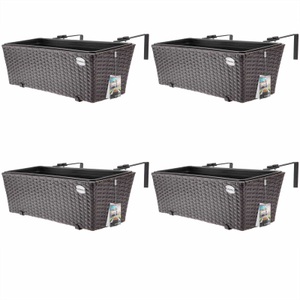 Casaria, Polyrattan Blumenkasten 4er-Set Braun, 