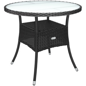Casaria, Casaria Polyrattan Tisch Schwarz Ø80cm