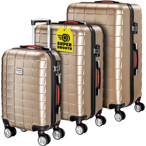 Monzana ®, Koffer Hartschale 3 tlg. Exopack Champagner M/L/XL aus ABS 40l, 80l, 105l, Hartschalenkoffer-Set Exopack 3-tlg Champagner ABS