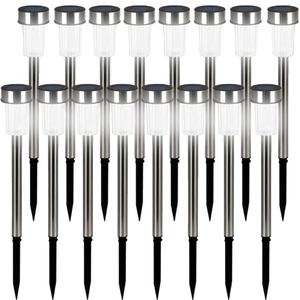 Deuba®, LED Solarleuchte 16er-Set Edelstahl, LED Solarleuchte 16er-Set Edelstahl