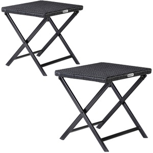 Casaria, Polyrattan Klapphocker Rom 3in1 2er-Set Schwarz, Polyrattan Klapphocker Rom 3in1 2er-Set Schwarz