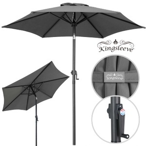 Kingsleeve, Kingsleeve Sonnenschirm Fiji Anthrazit Ø200cm mit Kurbel, Sonnenschirm Fiji Anthrazit Ø200cm UV-Schutz 80+ mit Kurbel