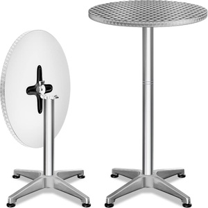 Casaria, Stehtisch 2er-Set Silber Alu Ø60cm klappbar, höhenverstellbar, Stehtisch 2er-Set Silber Alu Ø60cm klappbar, höhenverstellbar