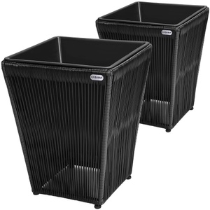 Casaria, Casaria Blumenkasten Acapulco 2er-Set Schwarz 36x36x40cm, Blumenkasten Acapulco 2er-Set Schwarz 36x36x40cm
