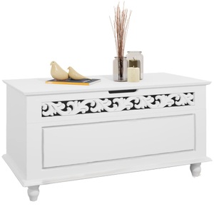 Deuba®, Deuba® Holztruhe Jersey Weiß 80x40x48cm, ?Holztruhe ?Trend?