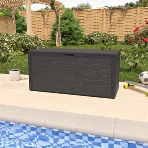 Deuba®, Deuba® Auflagenbox Anthrazit Holzoptik 120x46x57cm, Auflagenbox Woody Anthrazit Holzoptik 280L