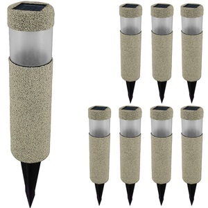 Deuba®, Deuba LED Solarlampe 8er-Set Steinoptik, LED Solarlampe 8er-Set Beige-Grau Steinoptik