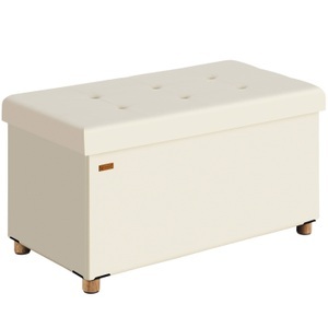Casaria, Sitzbank Beige Samt 76x38x42cm mit Stauraum faltbar, Sitzbank Beige Samt 76x38x42cm mit Stauraum faltbar