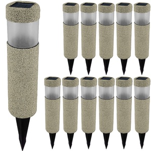 Deuba®, Deuba LED Solarleuchte 12er-Set Steinoptik, LED Solarleuchte 12er-Set Beige-Grau Steinoptik