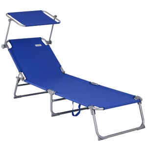 Casaria, Casaria Sonnenliege "Hawaii" Blau Alu mit Sonnendach, Sonnenliege Hawaii Blau Alu 195x60x30cm