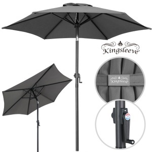 Kingsleeve, Kingsleeve Sonnenschirm Fiji Anthrazit Ø200cm mit Kurbel