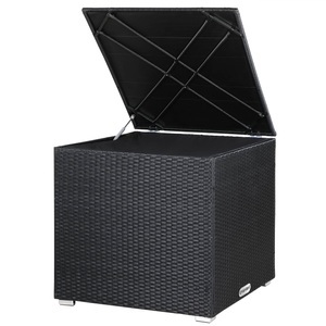 Deuba®, Deuba Polyrattan Auflagenbox Schwarz 75x75x70cm, Polyrattan Auflagenbox Schwarz 318L