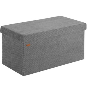 Casaria, Sitzbank Anthrazit Cord 76x38x38cm MDF faltbar, Sitzbank Anthrazit Cord 76x38x38cm MDF faltbar