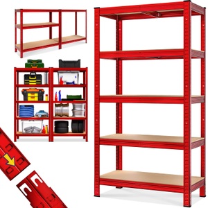 Deuba®, Deuba Schwerlastregal 180x90x40cm pulverbeschichtet 875kg, Schwerlastregal Rot 180x90x40cm 875kg
