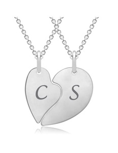 Unique, Anhänger geteiltes Herz, Silber - Anhänger, Herzkette 925 Silber ? Romantisches Geschenk für Verliebte - Halsketten und Anhänger