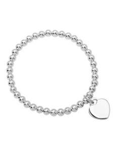 Unique, 925 Silber Perlenarmband mit Herzcharm - Armbänder, 
