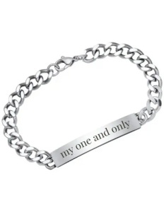 Unique, Edelstahlarmband mit Gravurplatte - Armbänder, Modernes Panzerarmband Edelstahl mit Gravur - Armschmuck und Armbänder