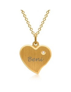 Unique, Goldener Anhänger & Kette, vergoldet - Anhänger, Geschwungener Herzanhänger matt mit Zirkonia ? Elegant - Halsketten und Anhänger
