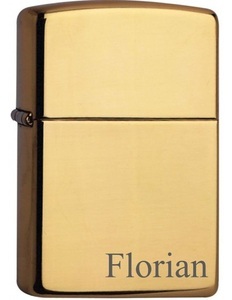 Zippo, Personalisierbares Zippo Feuerzeug Regular Brass, Zippo-Feuerzeug Brass High Polished - mit Gratis Gravur - Zippo Feuerzeuge