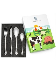 Zilverstad, Personalisierbares Kinderbesteck Bauernhof, Bauernhof Kinderbesteck 4-teilig ? perfekt für Kids - Geschenke für Babys & Kinder