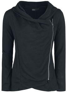 Forplay, Forplay Asymmetric Slub Yarn Zipper Girl-Cardigan schwarz, 