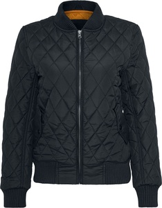 Urban Classics, Urban classics ladies - diamond BOMBER nylon Quilted Jacket, URBAN CLASSICS - parka damen urban claic diamond nylon, für Damen, Schwarz, Größe S