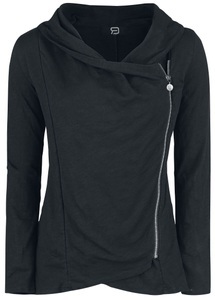 Forplay, Forplay Asymmetric Slub Yarn Zipper Girl-Cardigan schwarz, 